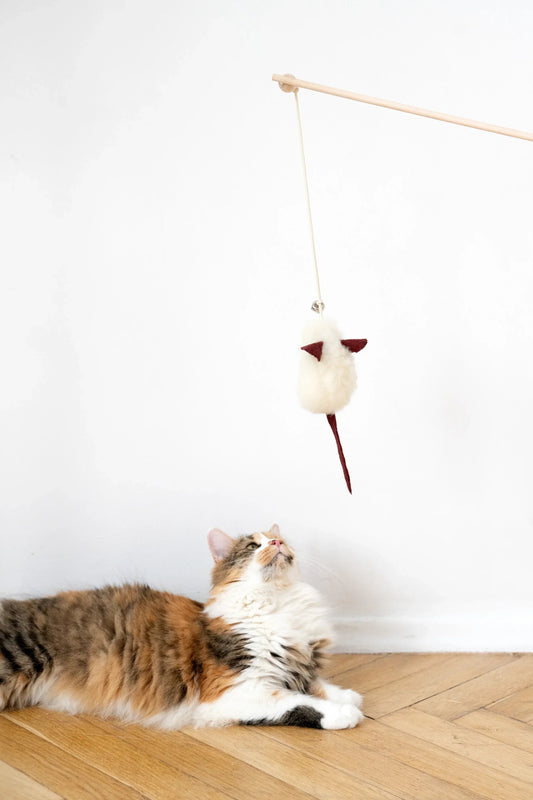 Natural Sheepskin Cat Toy: Mouse-0