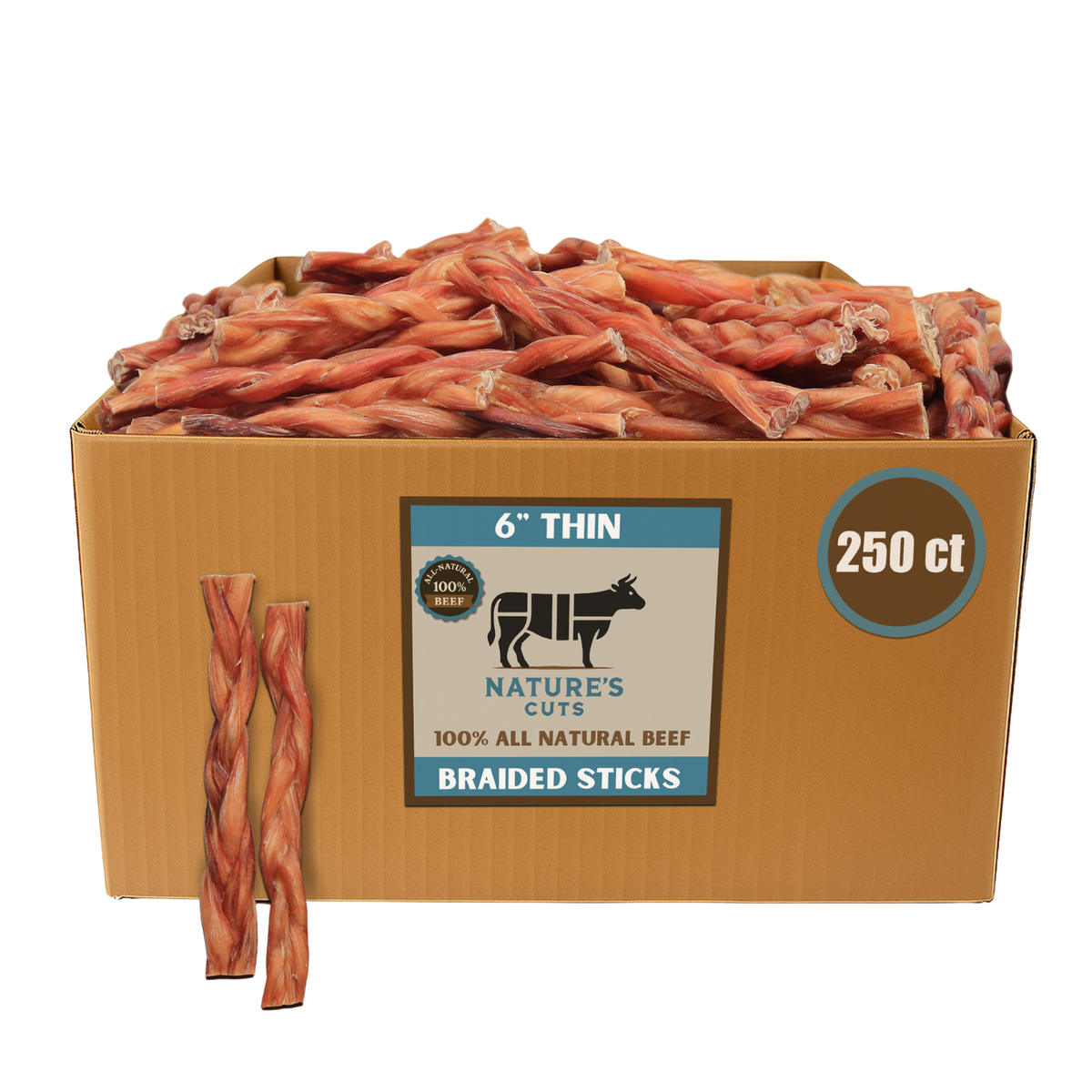 6" Thin Braided Bulk Bully Sticks-6