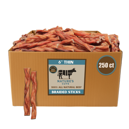 6" Thin Braided Bulk Bully Sticks-6