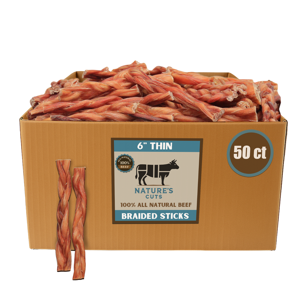 6" Thin Braided Bulk Bully Sticks-0