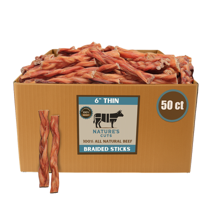 6" Thin Braided Bulk Bully Sticks-0