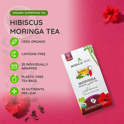Organic Moringa Tea - Hibiscus - Caffeine-Free Herbal Tea-1