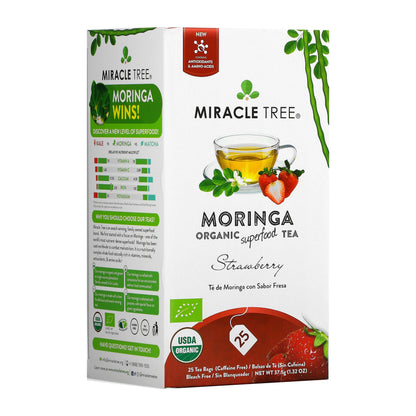 Organic Moringa Tea - Strawberry - Caffeine-Free Herbal Tea-0