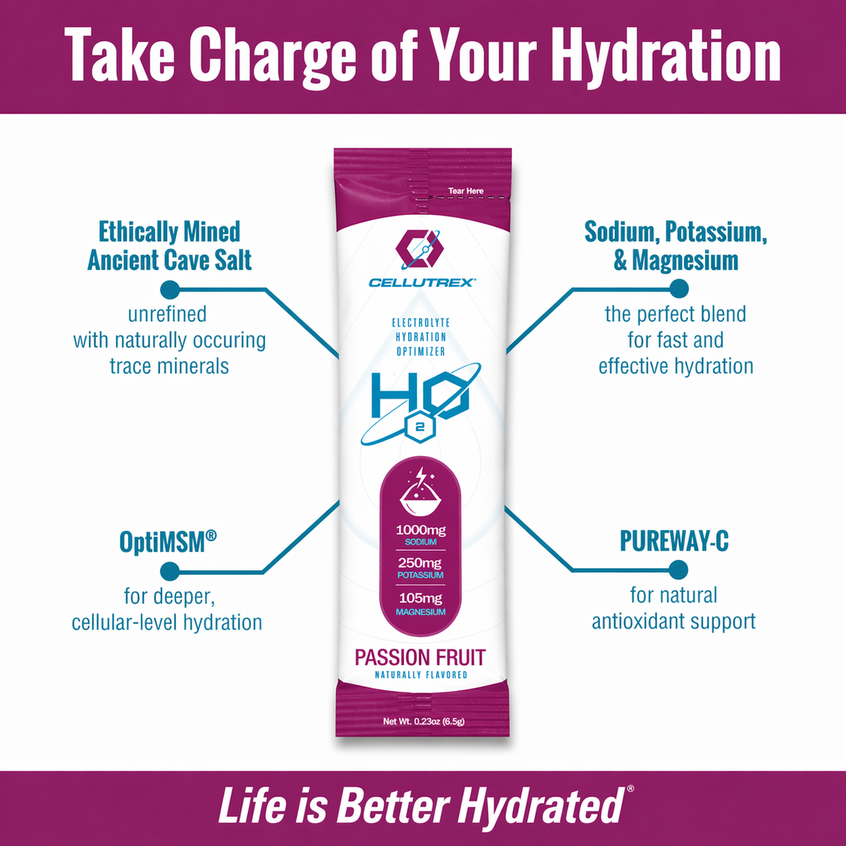 H2O ELECTROLYTES™ - Passion Fruit | Zero Sugar Electrolyte Powder-3