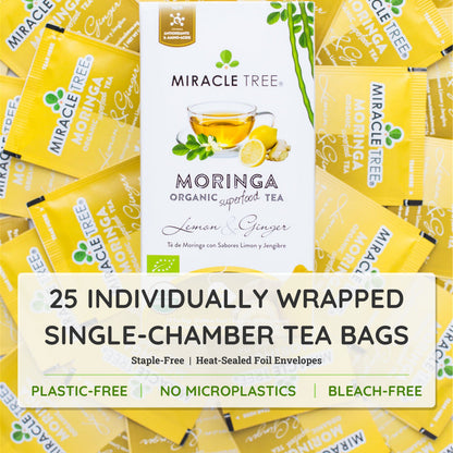 Organic Moringa Tea - Lemon & Ginger - Caffeine-Free Herbal Tea-4