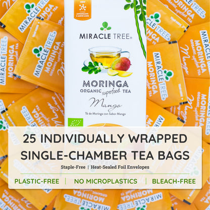 Organic Moringa Tea - Mango - Caffeine-Free Herbal Tea-4