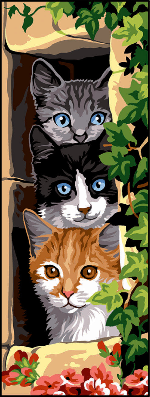 Needlepoint canvas for halfstitch without yarn The Three Cats SE950.168 Seg De Paris Printed Tapestry Canvas-0