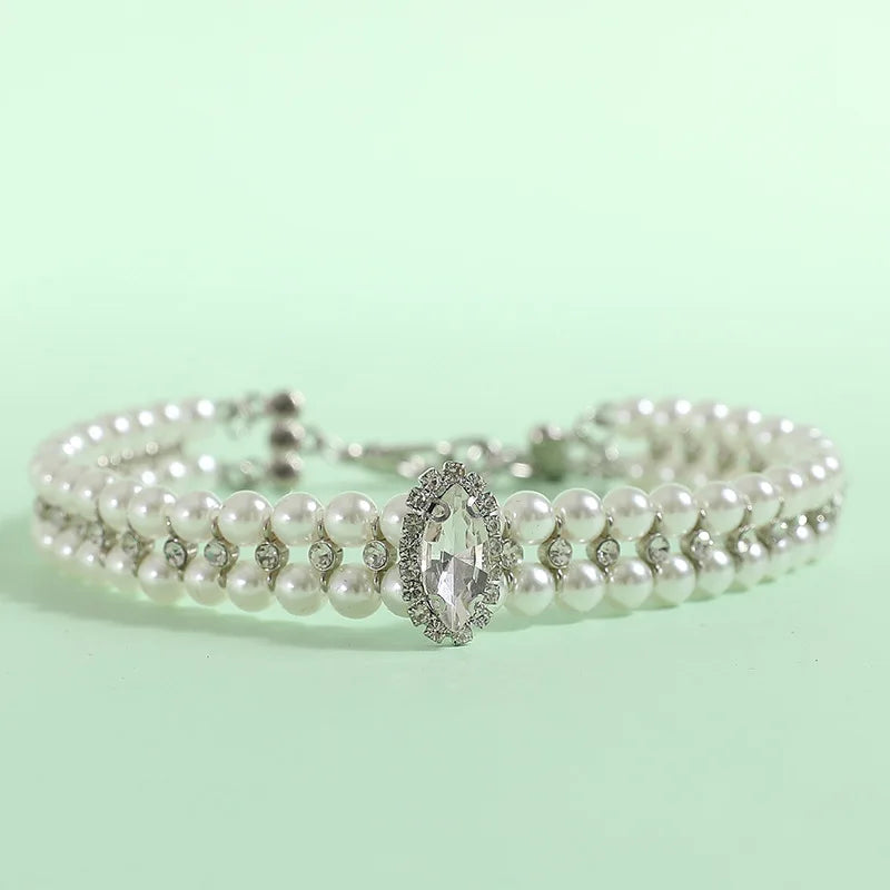 Luxury Cat Puppy Pearl Necklace Rhinestone Collar for Cats Small Dogs Ragdoll Cat Sphynx Necklaces Pet Accessories collier chat-3