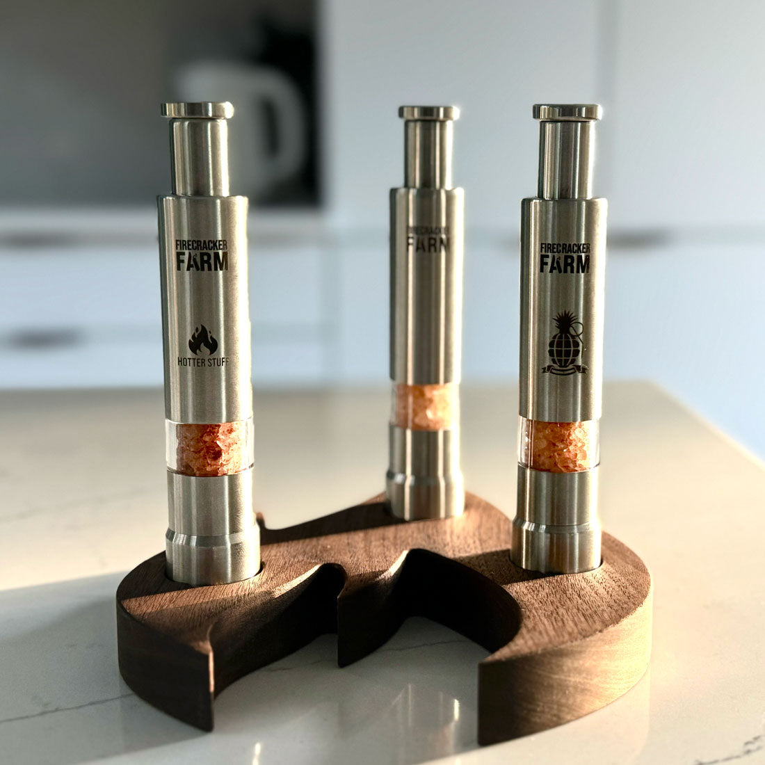 Trifecta Hot Salt Set with Walnut Flame Holder-0