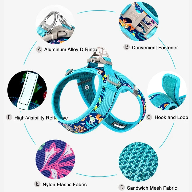 Truelove Floral Mesh Harness for Dogs Cats-2