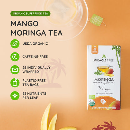 Organic Moringa Tea - Mango - Caffeine-Free Herbal Tea-1