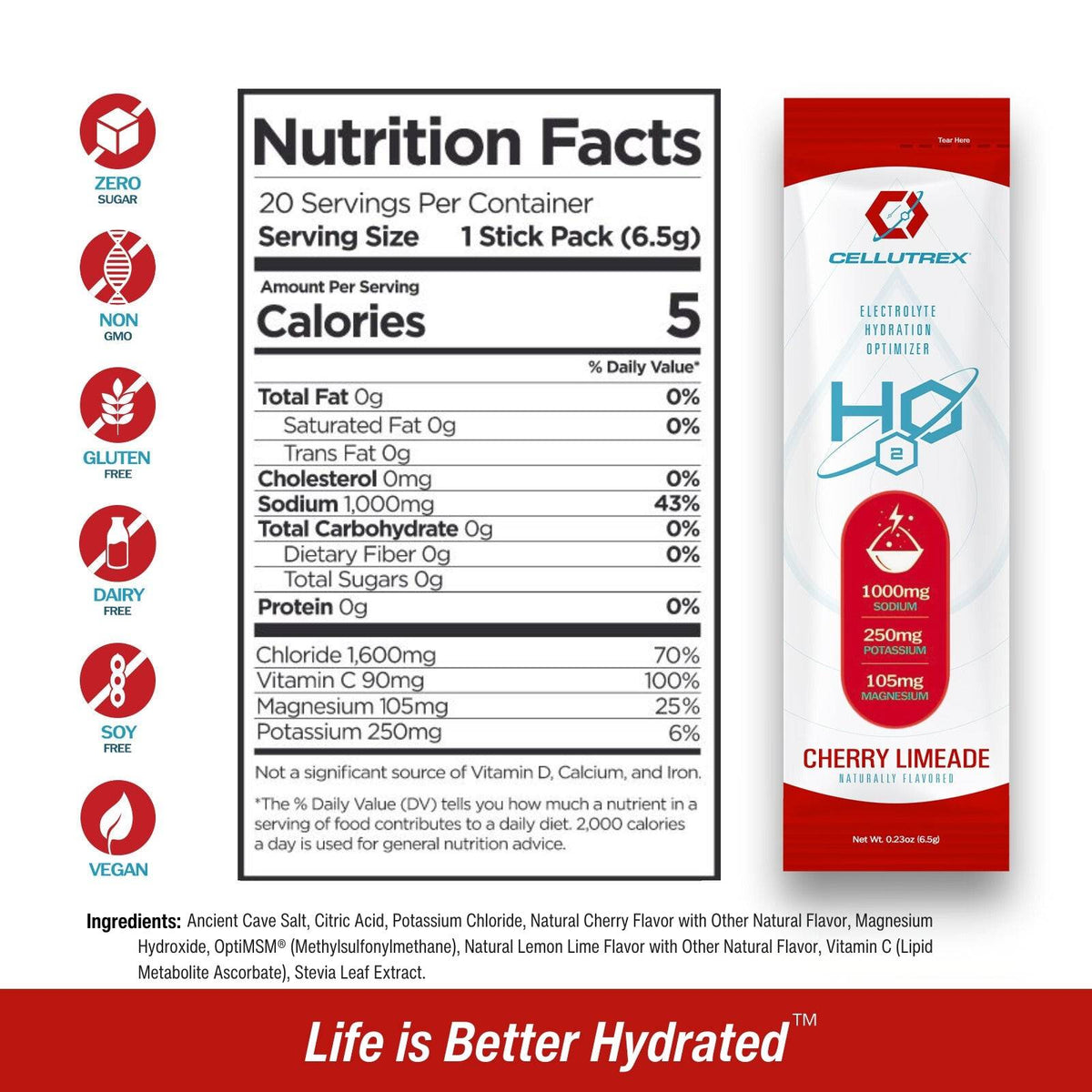 H2O ELECTROLYTES™ - Cherry Limeade | Zero Sugar Electrolyte Powder-1