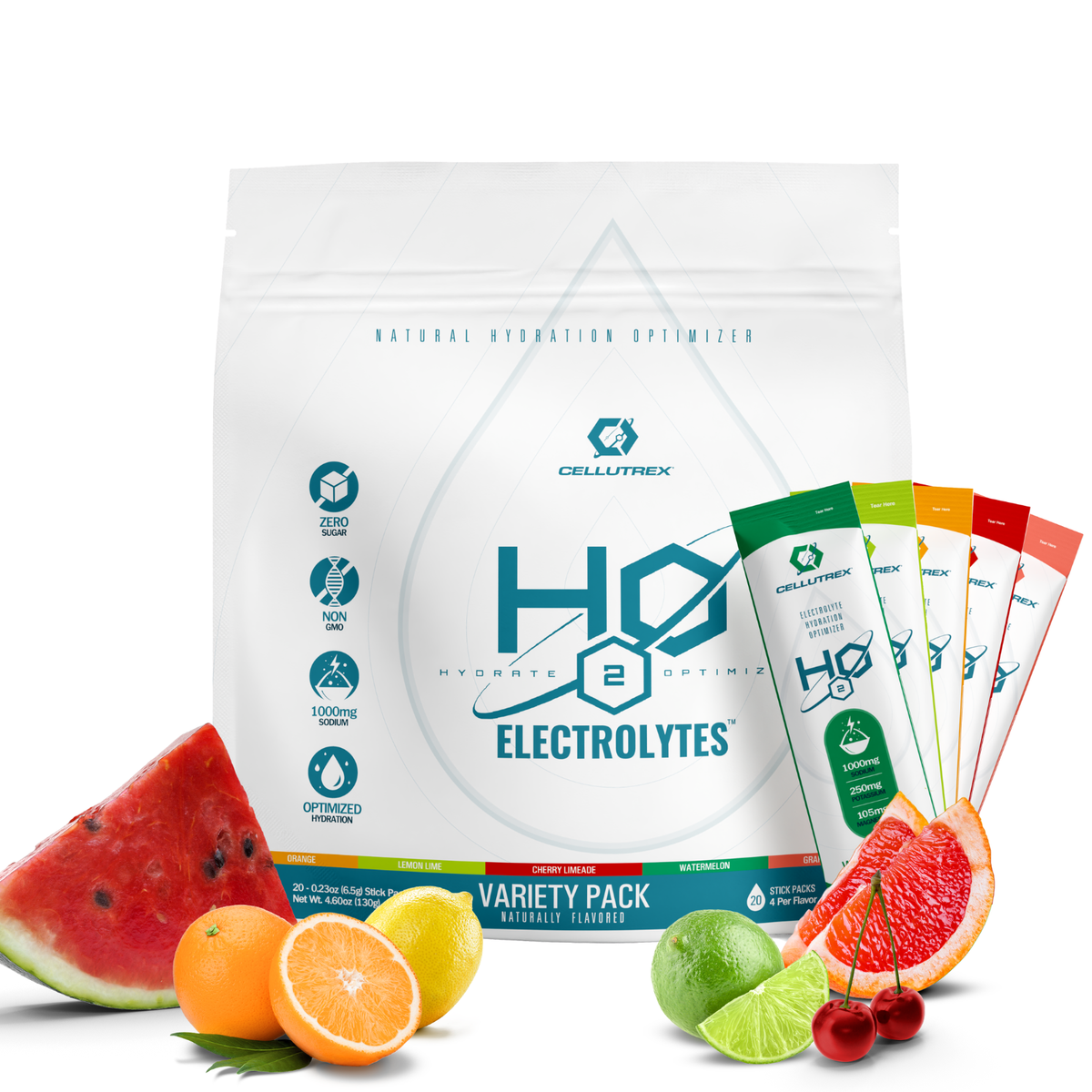 H2O ELECTROLYTES™ - Variety Pack (20 Count) - Zero Sugar Electrolyte Powder-0