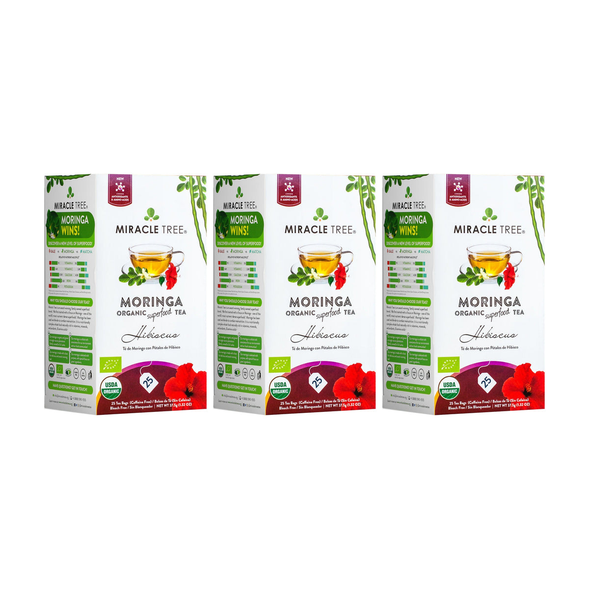 Organic Moringa Tea - Hibiscus - Caffeine-Free Herbal Tea-5