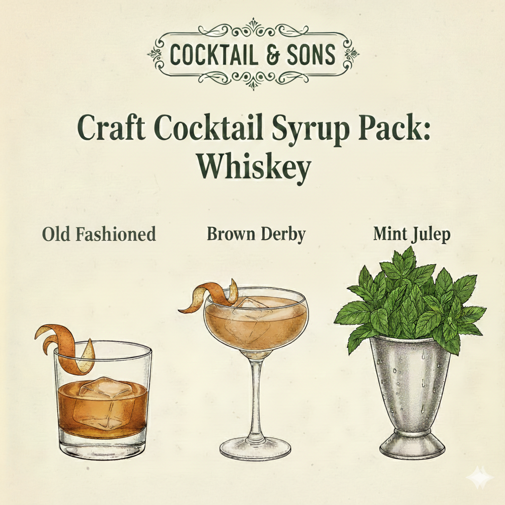 Deep, Spiced, & Refreshing: The Whiskey Trio (Craft Cocktail Syrup Pack- 8oz)-0
