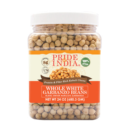 Indian Whole White Garbanzo Beans 10mm - Protein & Fiber Rich Kabuli Chana Jar-0