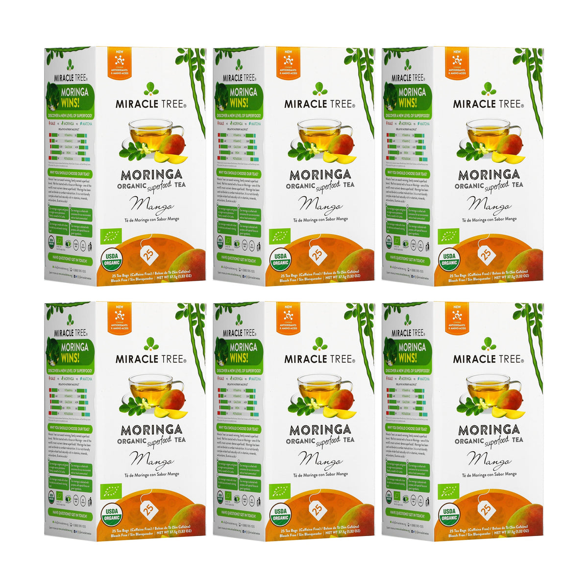 Organic Moringa Tea - Mango - Caffeine-Free Herbal Tea-6