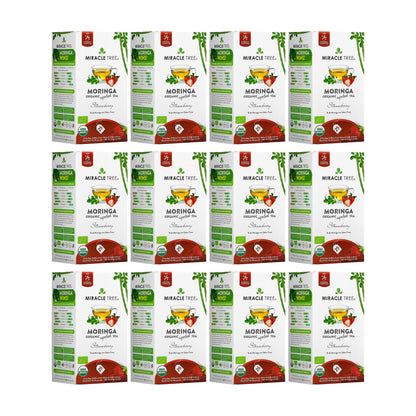 Organic Moringa Tea - Strawberry - Caffeine-Free Herbal Tea-7