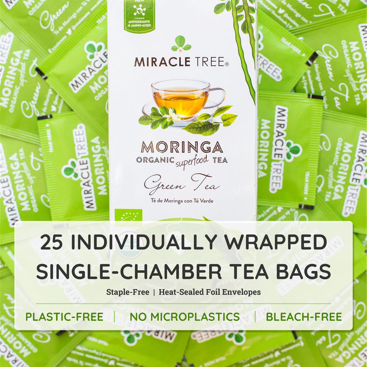Organic Moringa Tea - Green Tea - Decaffeinated Herbal Tea-4