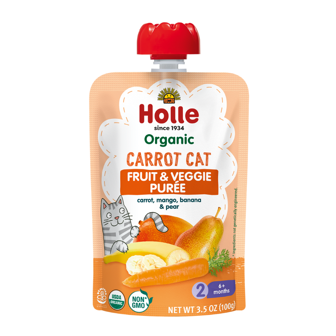 Holle Organic Carrot Cat - Fruit & Veggie Purée Pouches