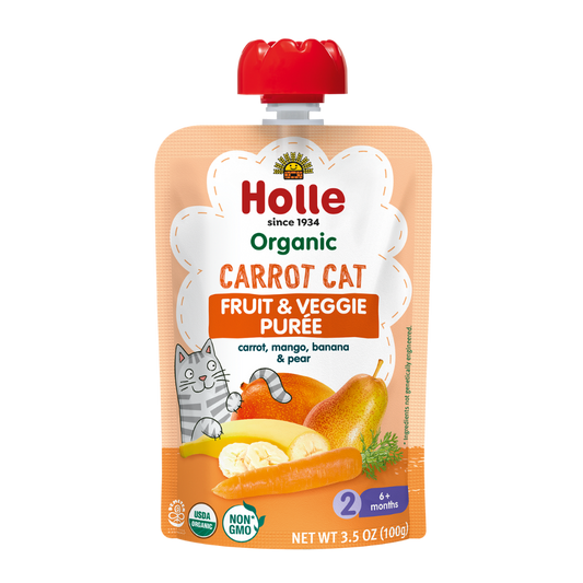 Holle Organic Carrot Cat - Fruit & Veggie Purée Pouches