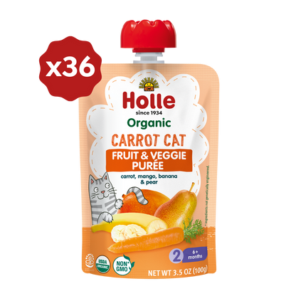 Holle Organic Carrot Cat - Fruit & Veggie Purée Pouches