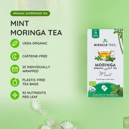 Organic Moringa Tea - Mint - Caffeine-Free Herbal Tea-1