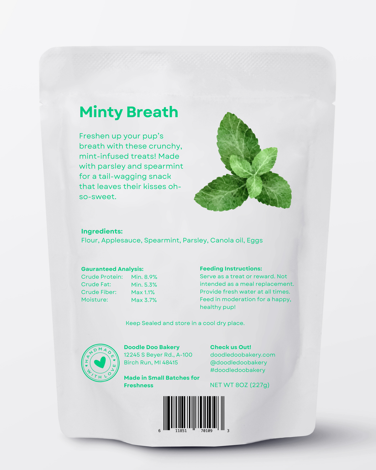 🍃Homemade Dog Treats - Minty Breath Blend Dog Snacks 1/2lb.-1