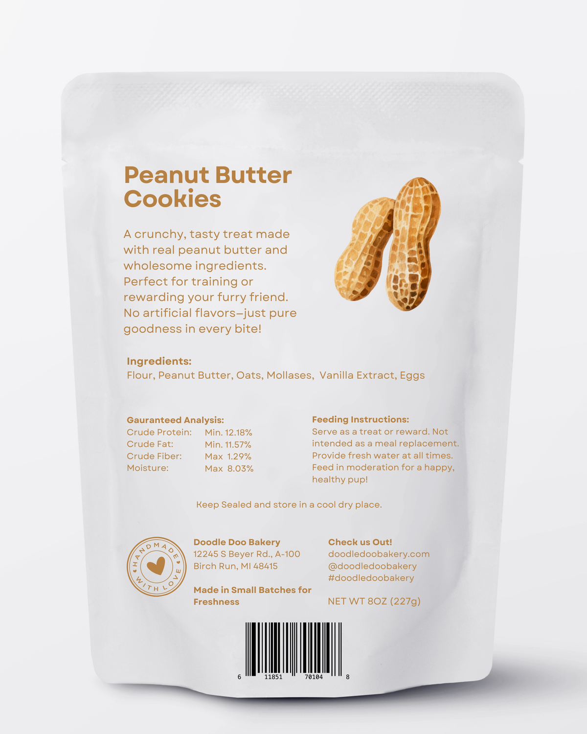 Homemade Peanut Butter Dog Cookies – 1/2 lb-1