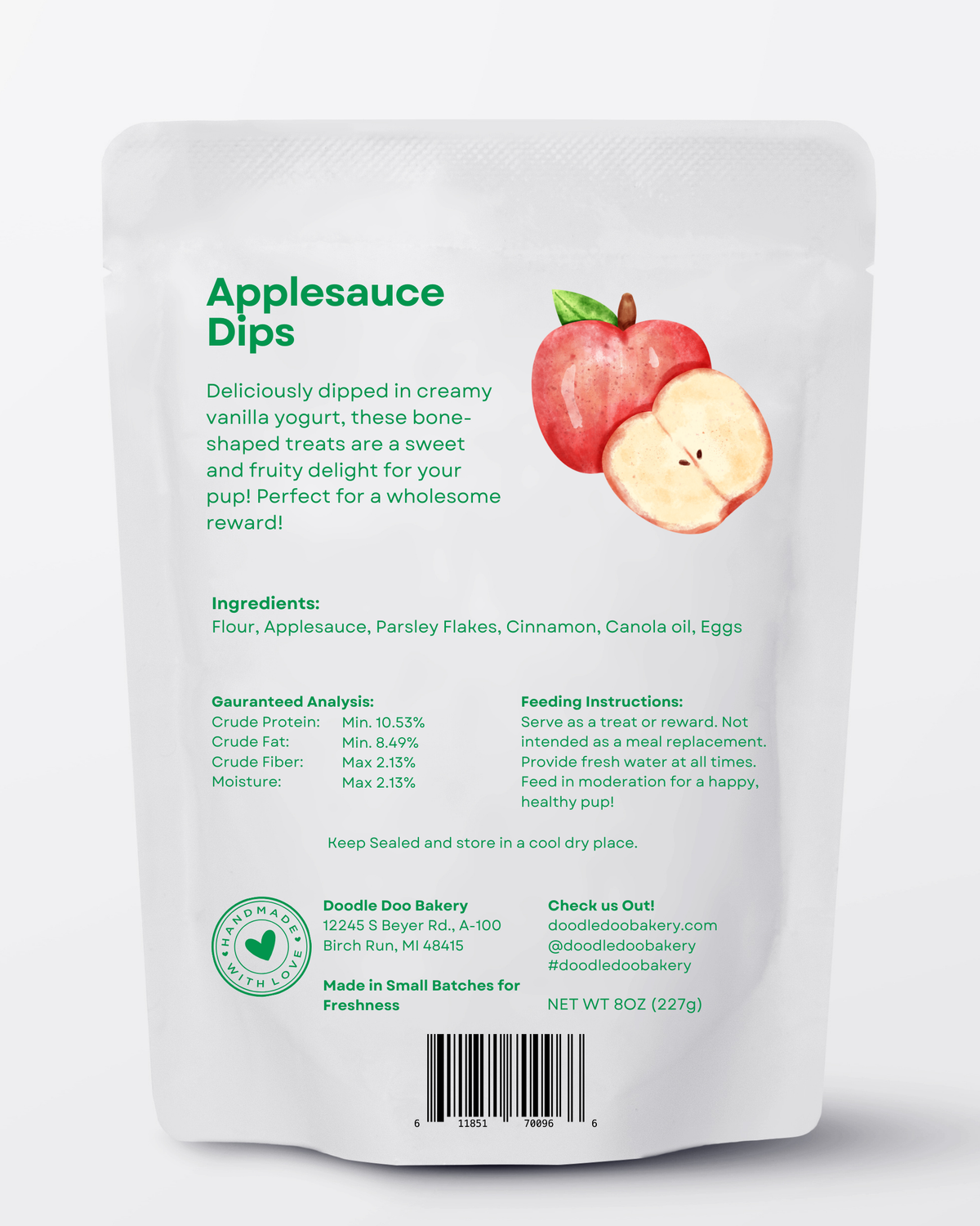 Homemade Applesauce Yogurt-Dipped Dog Treats – 1/2 lb-1