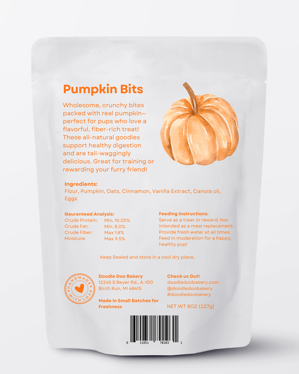 Homemade Dog Treats - 🎃 Pumpkin Bits Dog Biscuits 1/2lb-1