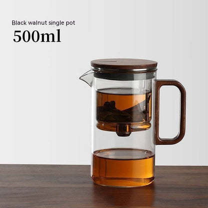 One-Click Filtering Walnut Full Glass Liner Teapot | Elegant Brewing Solution-5
