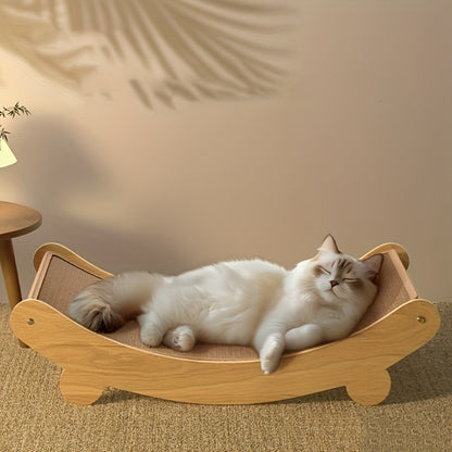 Space-Saving Wooden Cat Scratcher Tower For Cats-1