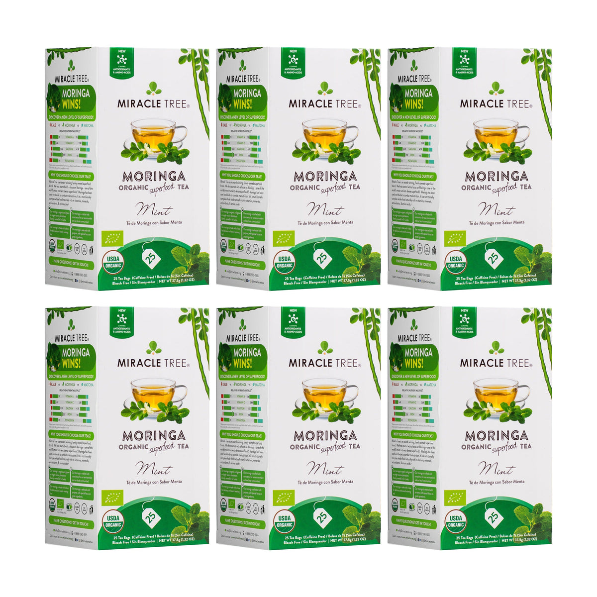 Organic Moringa Tea - Mint - Caffeine-Free Herbal Tea-6