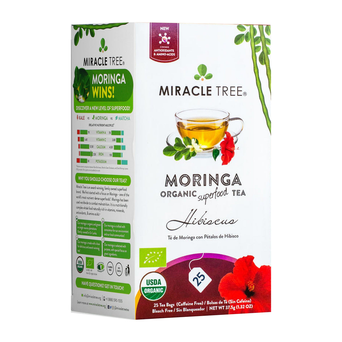 Organic Moringa Tea - Hibiscus - Caffeine-Free Herbal Tea-0