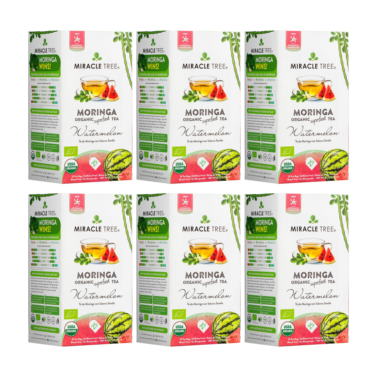 Organic Moringa Tea - Watermelon - Caffeine-Free Herbal Tea-6