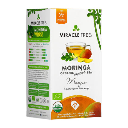 Organic Moringa Tea - Mango - Caffeine-Free Herbal Tea-0