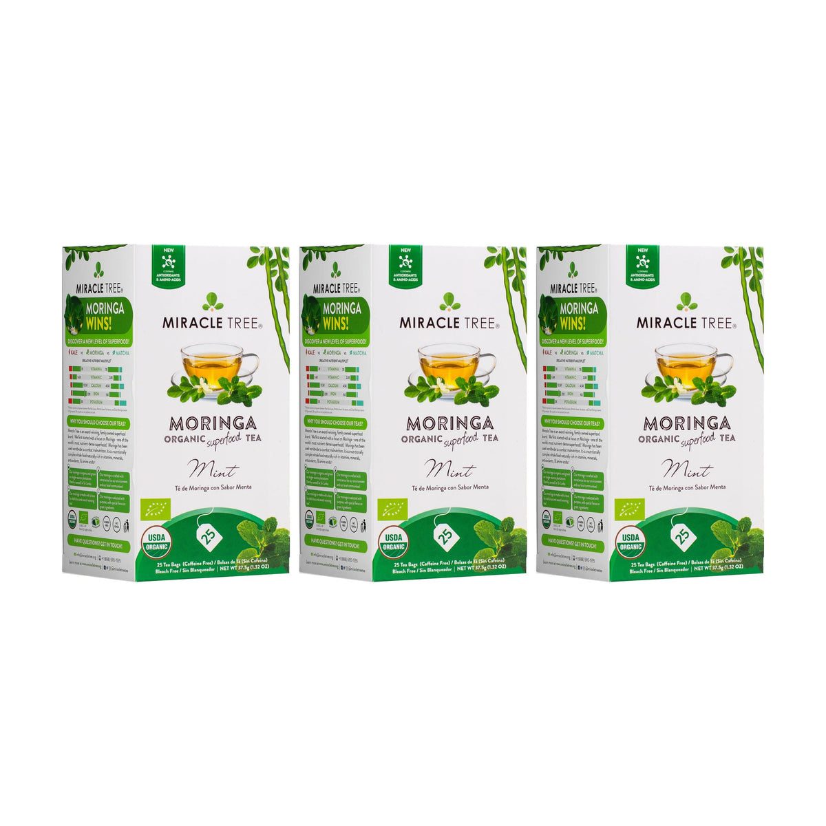 Organic Moringa Tea - Mint - Caffeine-Free Herbal Tea-5