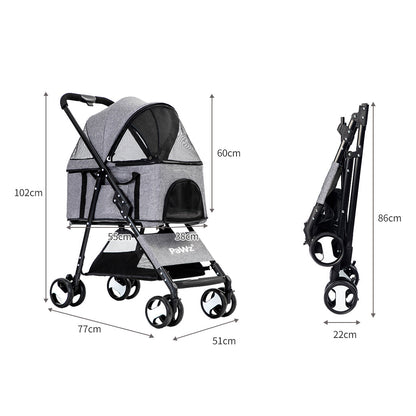 PaWz Large Pet Stroller Dog Cat Travel Grey-1