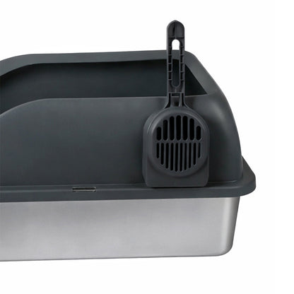 Pawz Stainless Steel Cat Litter Box Big Cats Kitten High Sided Easy Clean Grey-4