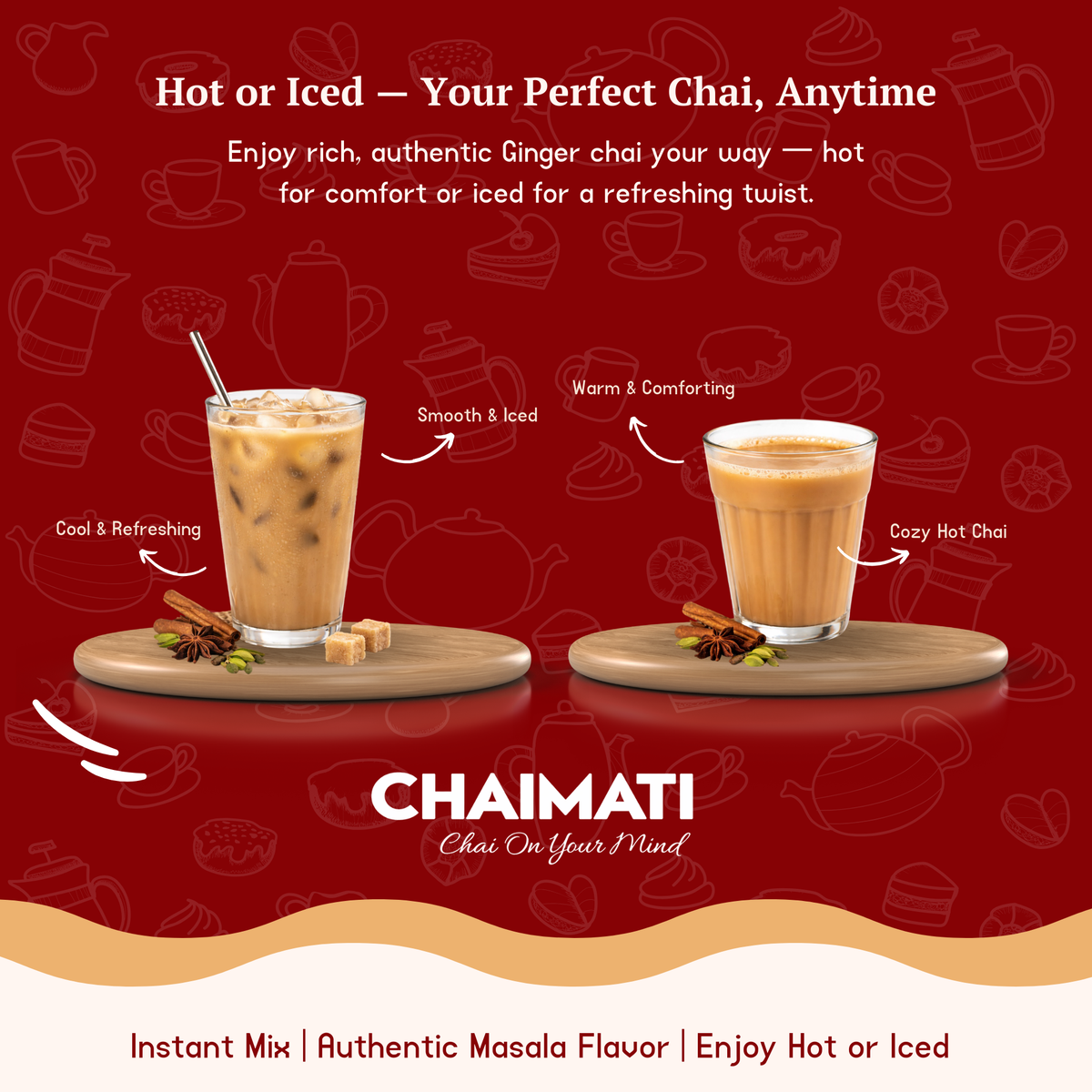 ChaiMati - Ginger Chai Latte - Powdered Instant Tea Premix