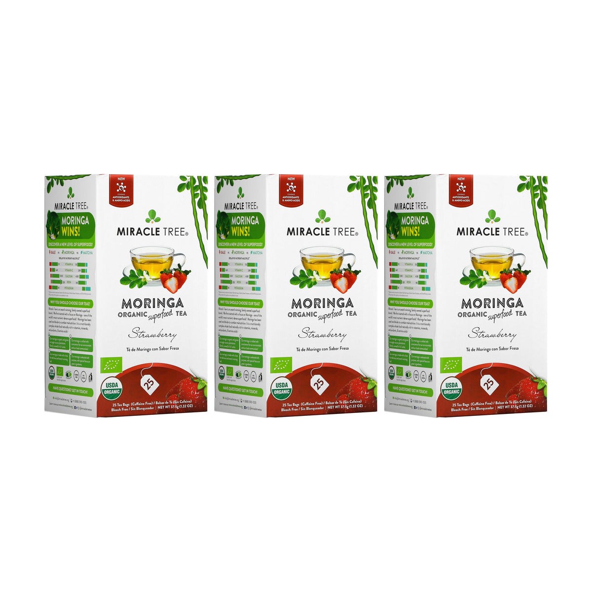 Organic Moringa Tea - Strawberry - Caffeine-Free Herbal Tea-5