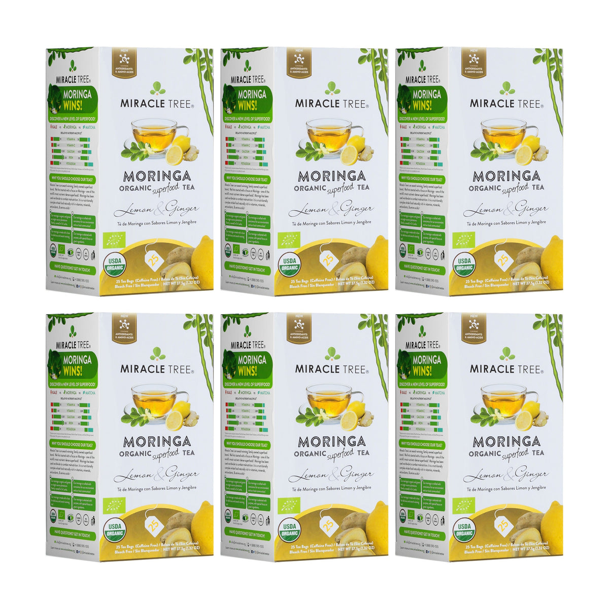 Organic Moringa Tea - Lemon & Ginger - Caffeine-Free Herbal Tea-6
