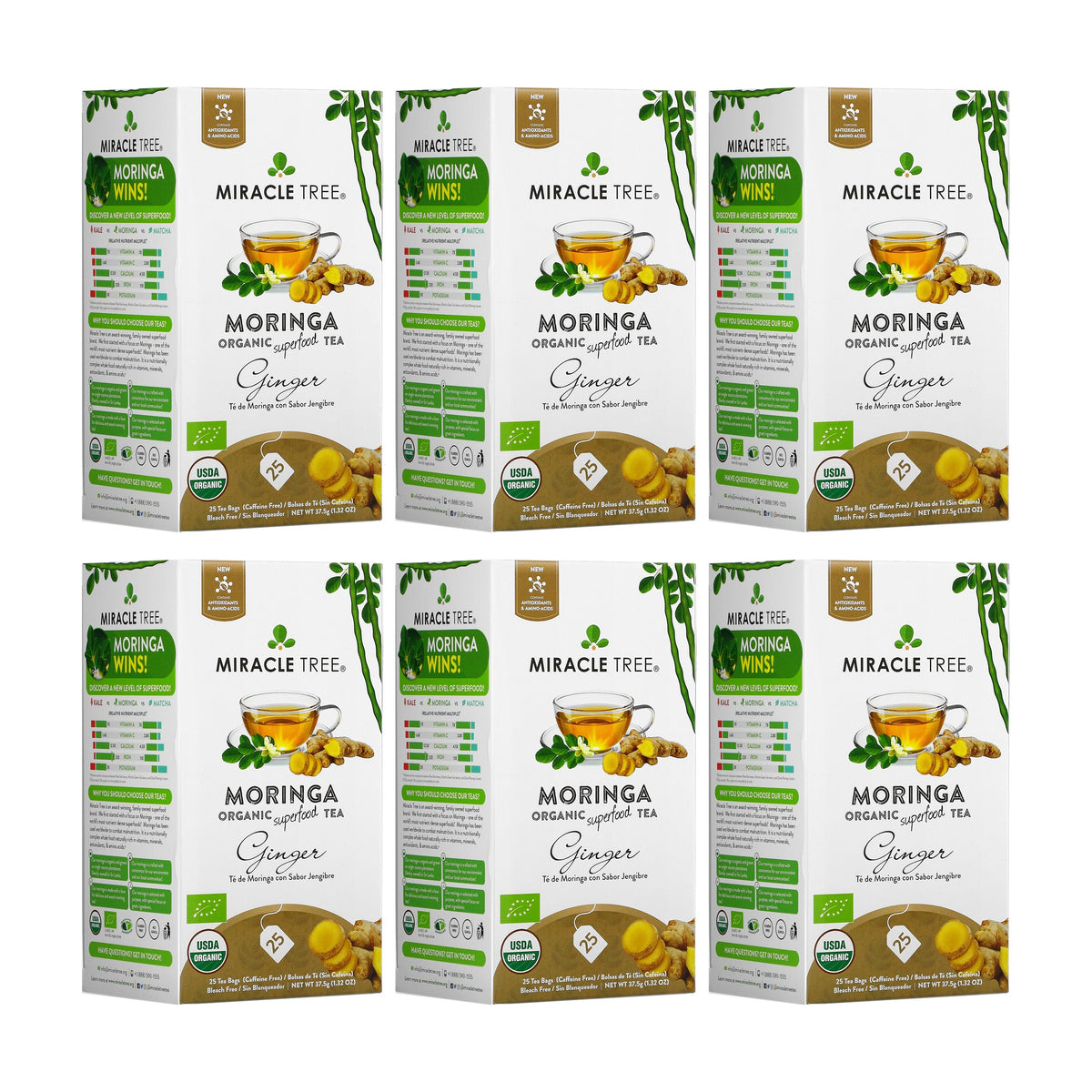 Organic Moringa Tea - Ginger - Caffeine-Free Herbal Tea-6