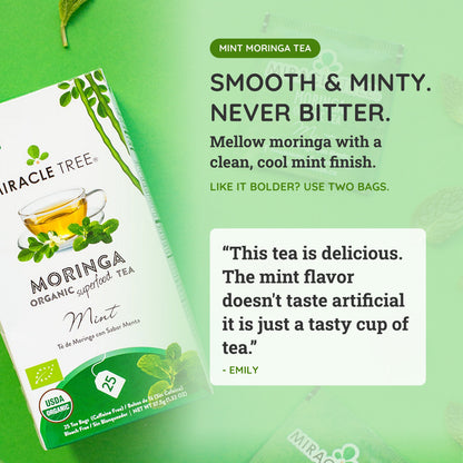 Organic Moringa Tea - Mint - Caffeine-Free Herbal Tea-2