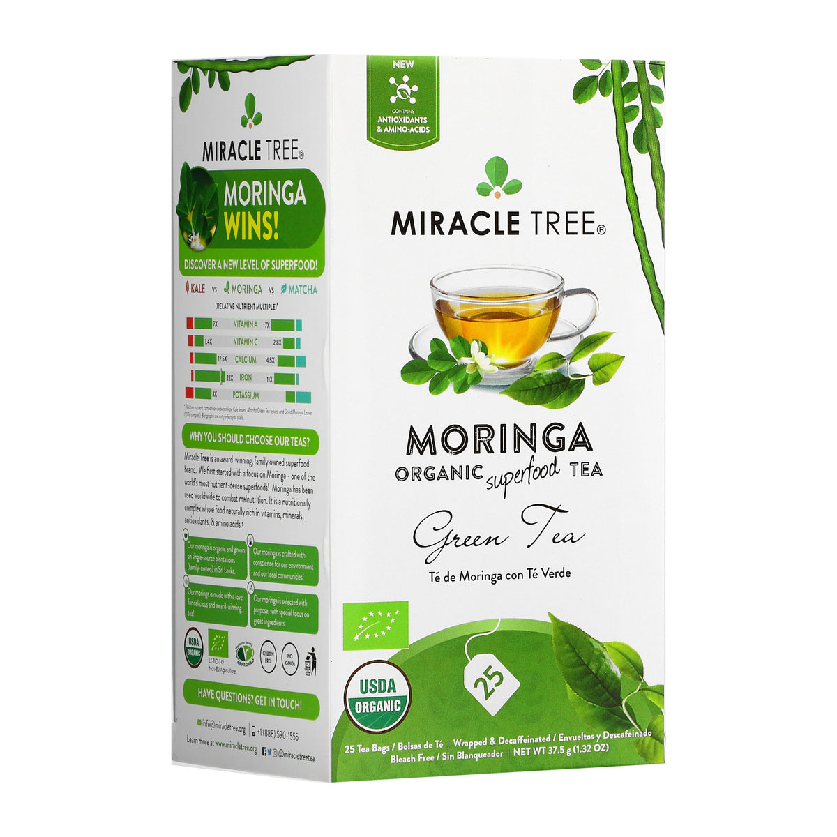 Organic Moringa Tea - Green Tea - Decaffeinated Herbal Tea-0