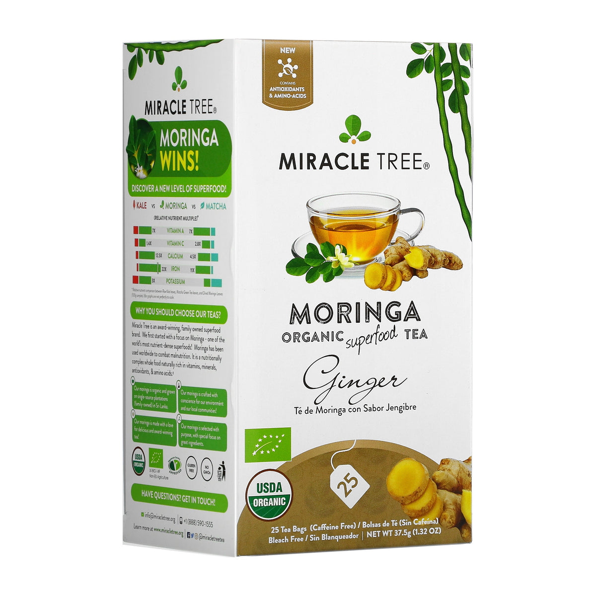 Organic Moringa Tea - Ginger - Caffeine-Free Herbal Tea-0