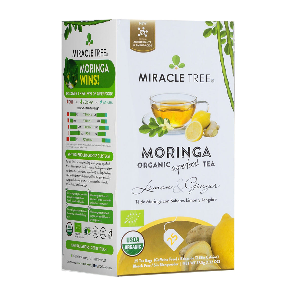 Organic Moringa Tea - Lemon & Ginger - Caffeine-Free Herbal Tea-0