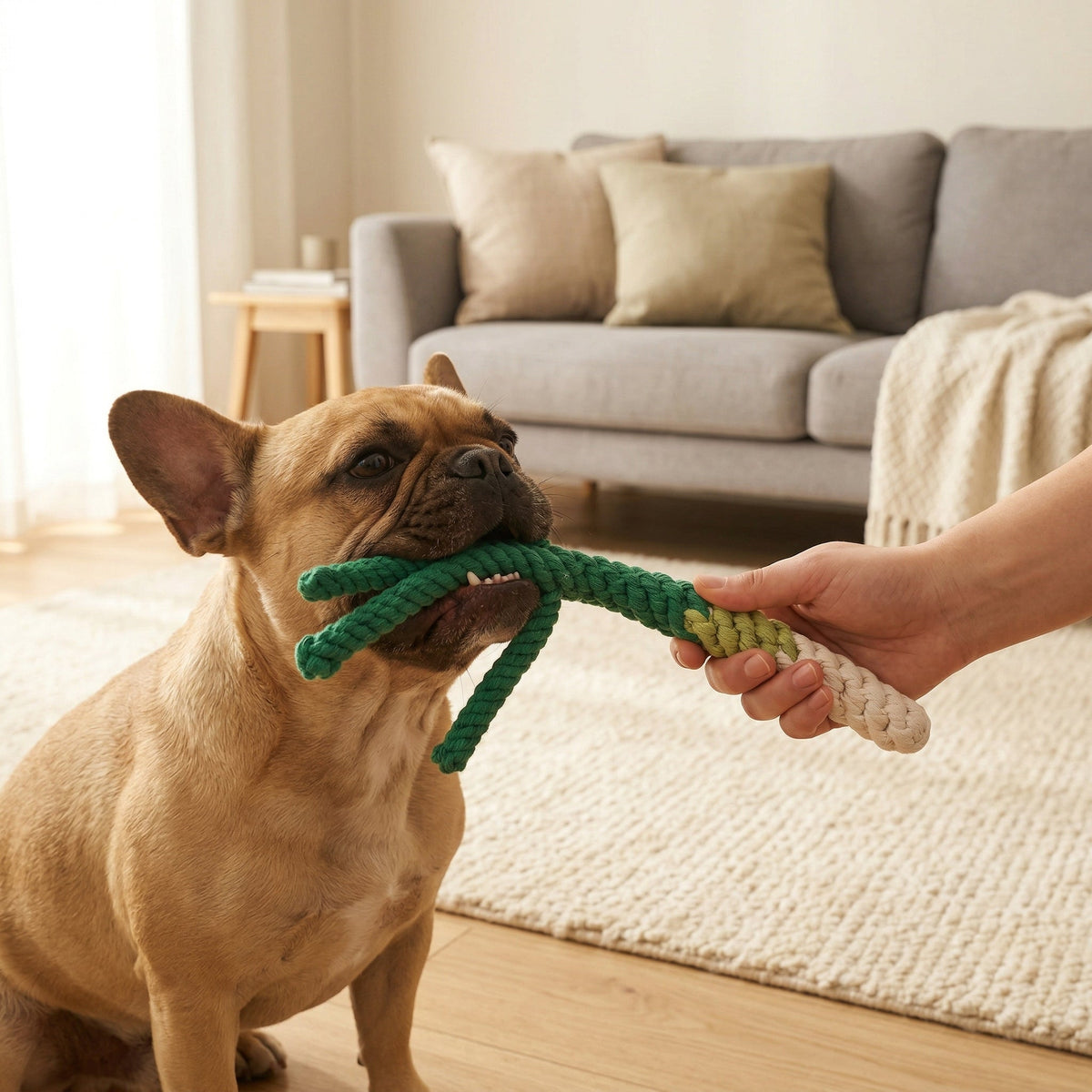 Handmade Green Onion Tug Rope Toy-2