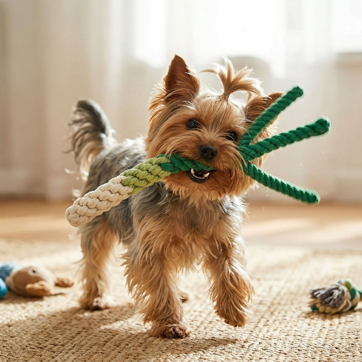 Handmade Green Onion Tug Rope Toy-1